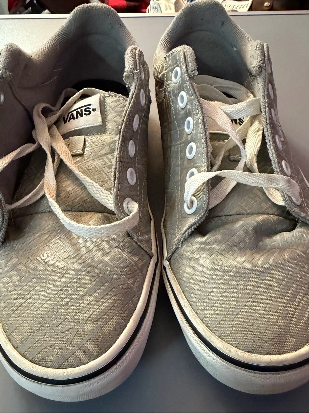 Vans Low Top Lace-Up Sneakers in Light Taupe and White